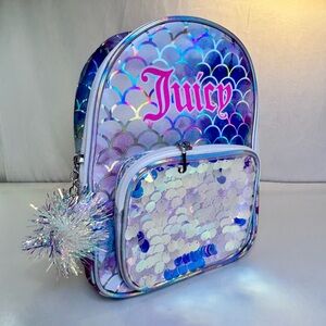 Juicy Couture Girls Holographic Mermaid-Scale Y2K Mini Backpack.